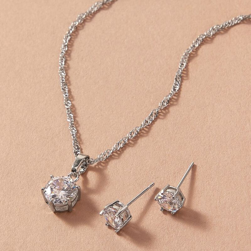 

3pcs Rhinestone Engraved Necklace & Earrings