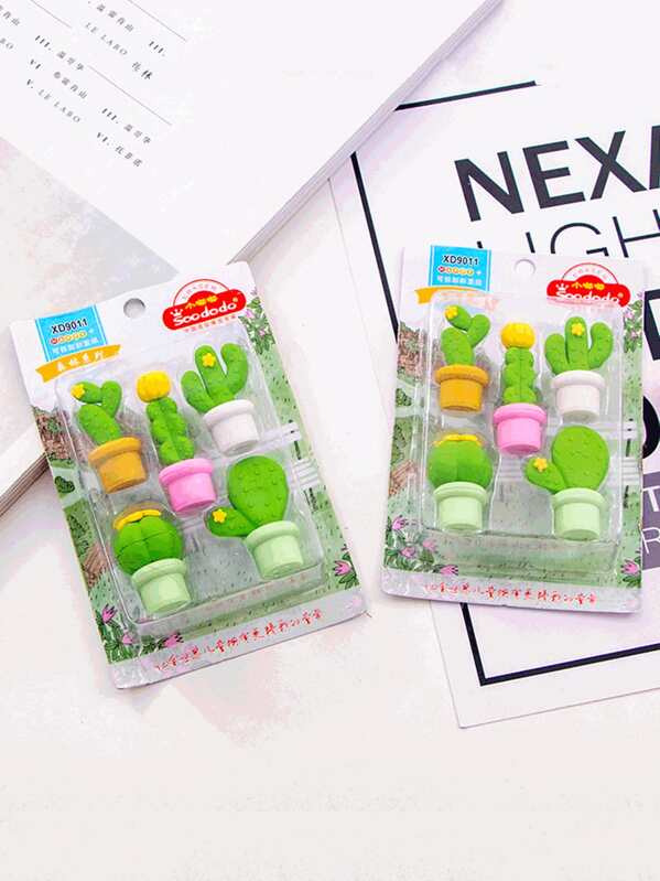 

5pcs Cute Cactus Shaped Eraser