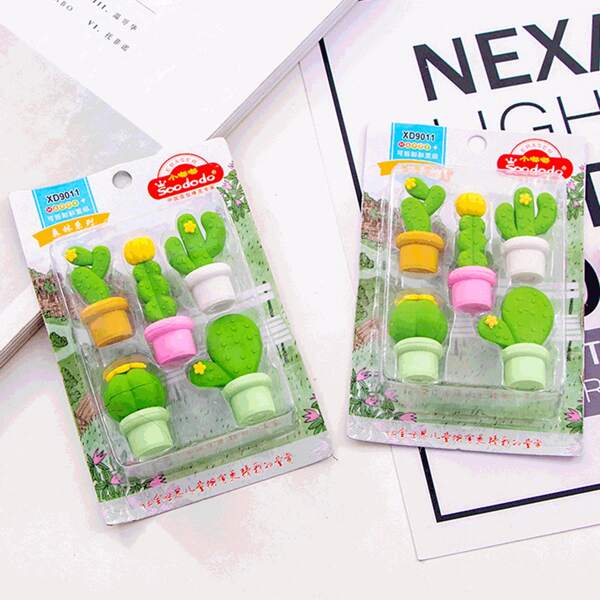 

5pcs Cute Cactus Shaped Eraser