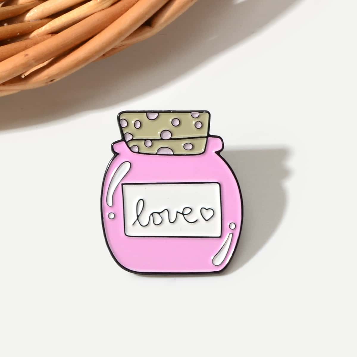 

1pc Letter Engraved Brooch, Multicolor