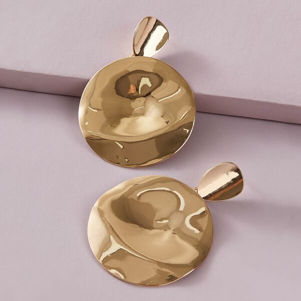 

1pair Metallic Geometric Drop Earrings, Gold
