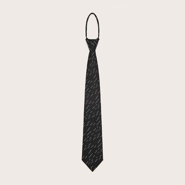 

Men Zipper Decor Tie, Black