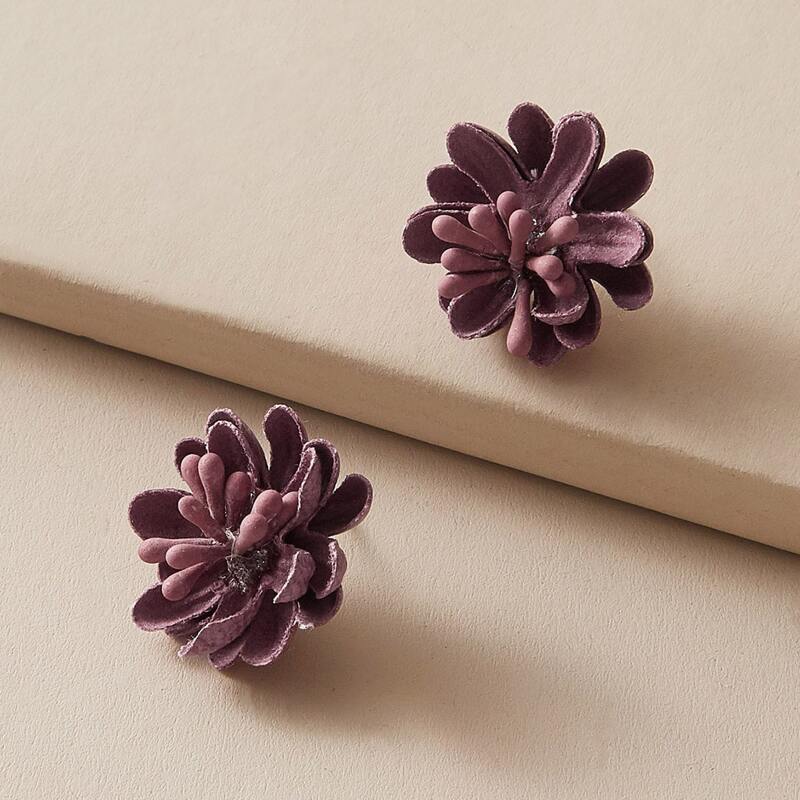 

1pair Flower Stud Earrings, Purple