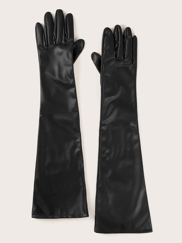 

Long PU Leather Gloves, Black