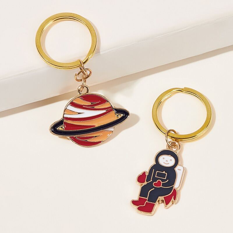

2pcs Astronaut & Rocket Keychain, Multicolor