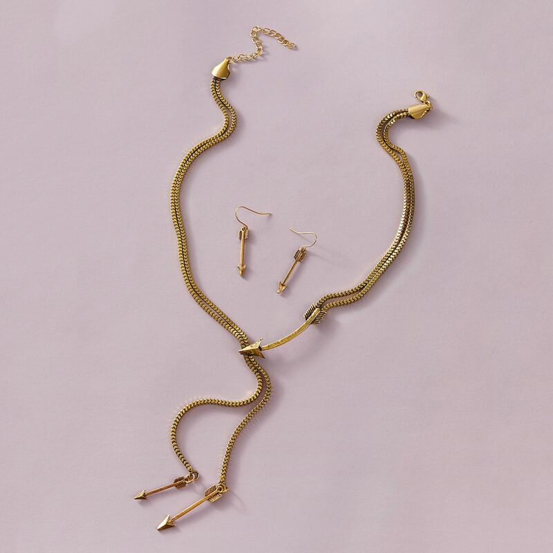 

3pcs Arrow Decor Lariat Necklace & Earrings