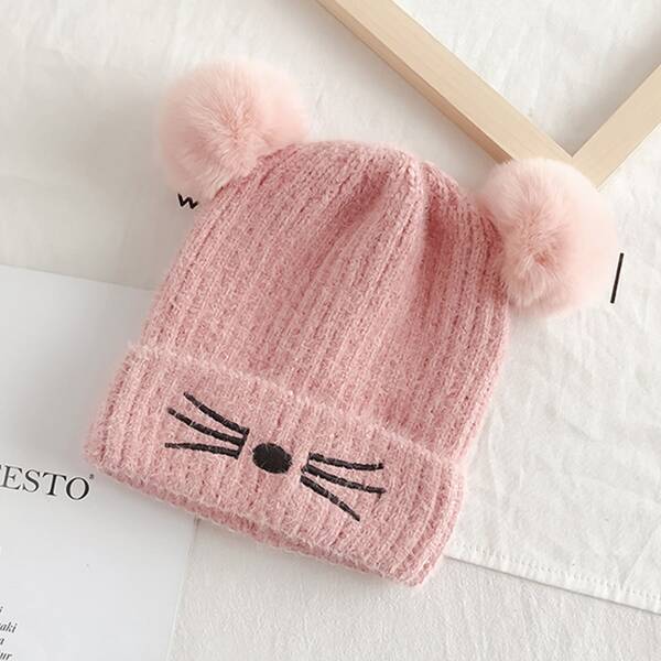 

Toddler Girls Pom Pom Beanie, Pink