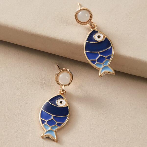 

1pair Fish Drop Earrings, Multicolor