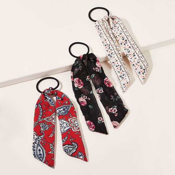 

3pcs Paisley Pattern Scrunchie Scarf, Multicolor