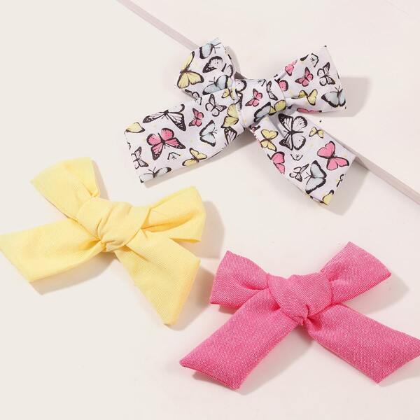 

3pcs Toddler Girls Bow Shaped Hair Clip, Multicolor