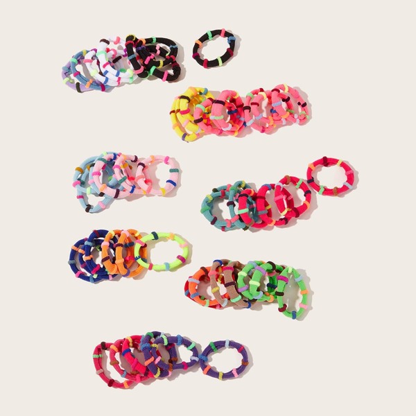 

50pcs Toddler Girls Random Color Hair Ties, Multicolor