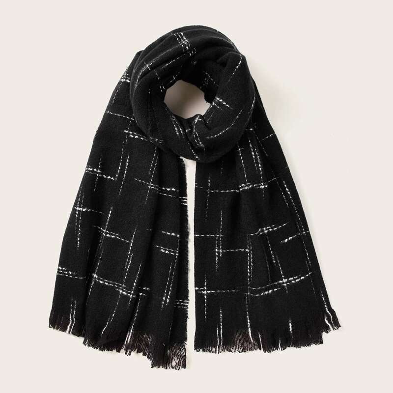 

Raw Hem Scarf, Black