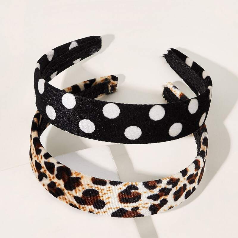 

2pcs Polka DOT Pattern Hair Hoops, Multicolor