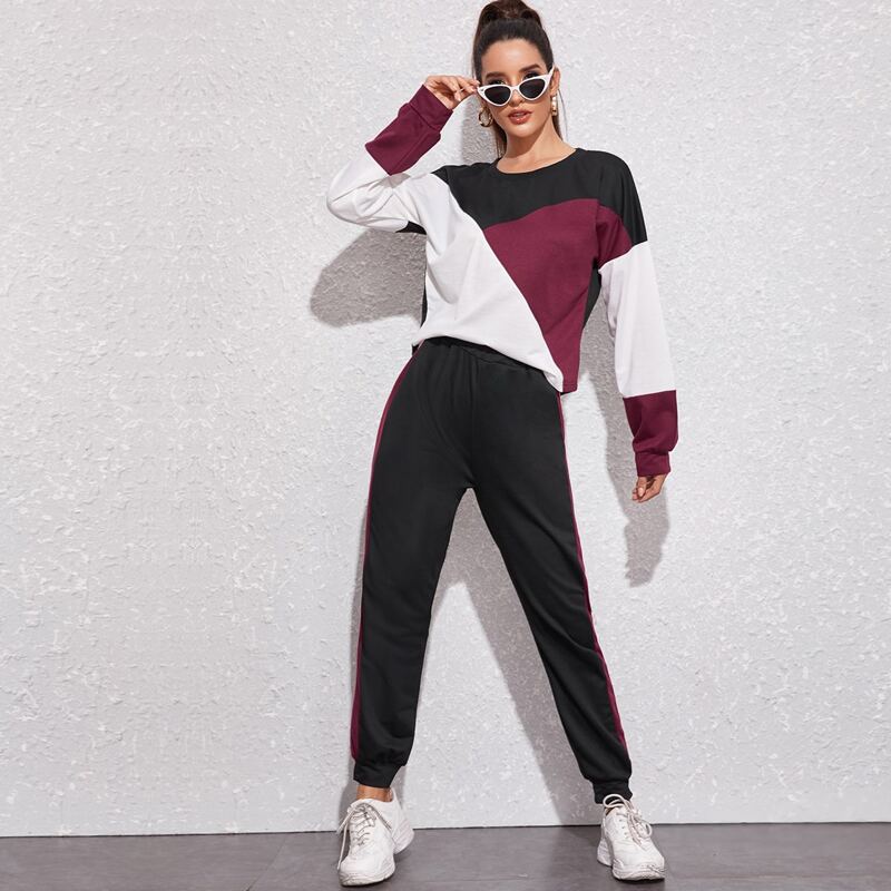 

Cut And Sew Sweatshirt & Sweatpants Set, Multicolor
