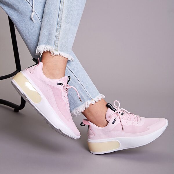 

Lace-up Front Wide Fit Sneakers, Pink
