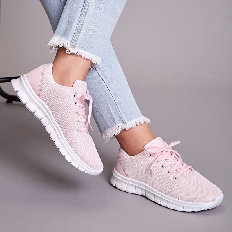 

Lace-up Front Wide Fit Sneakers, Pink