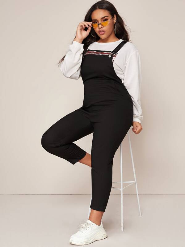 

Plus Black Wash Pocket Side Denim Overall, Emilie