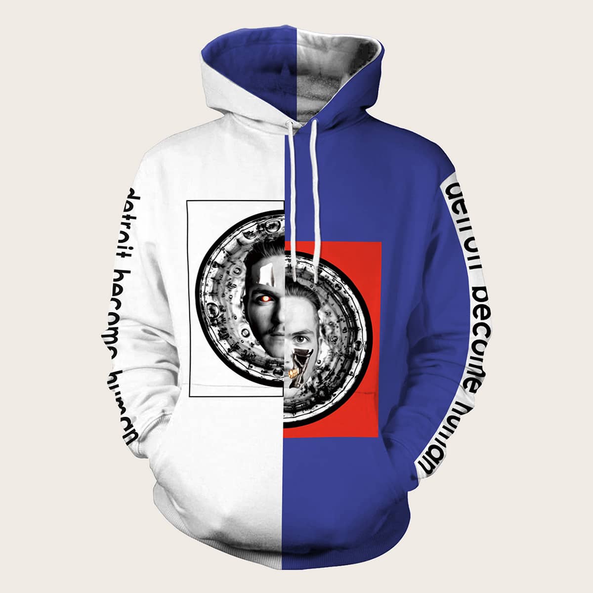 

Guys Color-block Letter & Figure Graphic Drawstring Hoodie, Multicolor