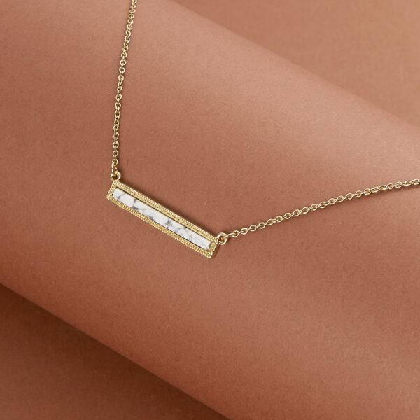 

Howlite Bar Pendant Necklace, Gold