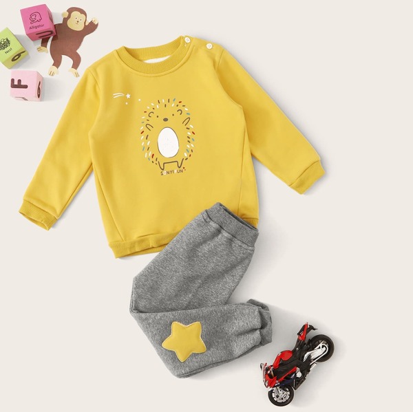 

Toddler Boys Cartoon Hedgehog Print PJ Set, Multicolor
