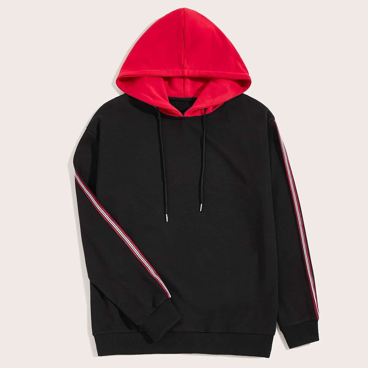 

Guys Side Stripe Drawstring Hoodie, Black