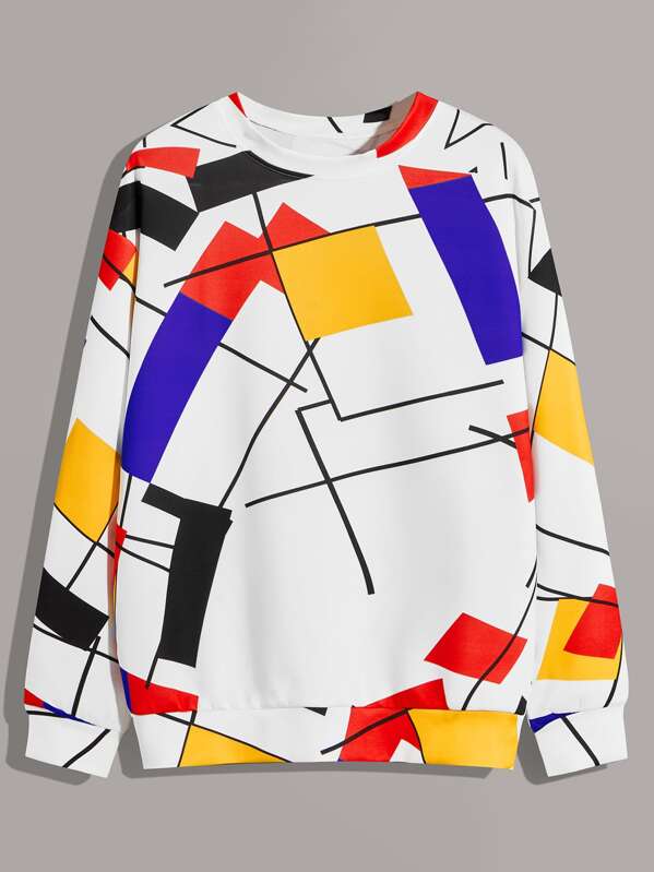 

Men Geo Print Sweatshirt, Multicolor