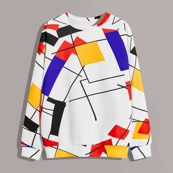 

Men Geo Print Sweatshirt, Multicolor