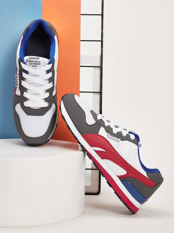 

Men Color Block Lace-up Front Sneakers, Multicolor