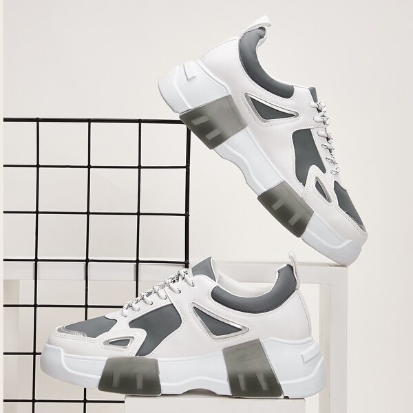 

Men Color Block Lace-up Front Sneakers, Multicolor
