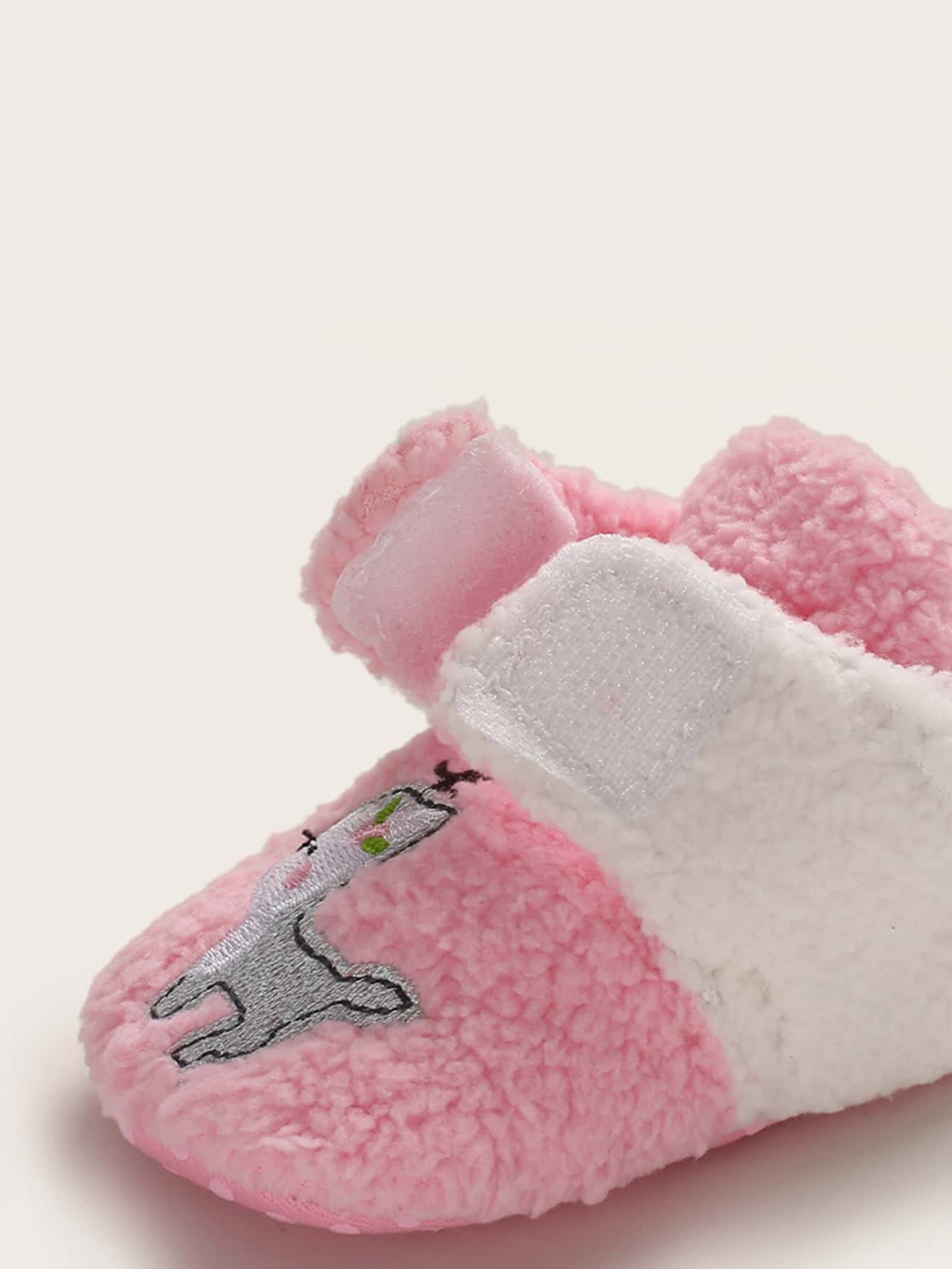 baby girl cartoon embroidered velcro strap flats