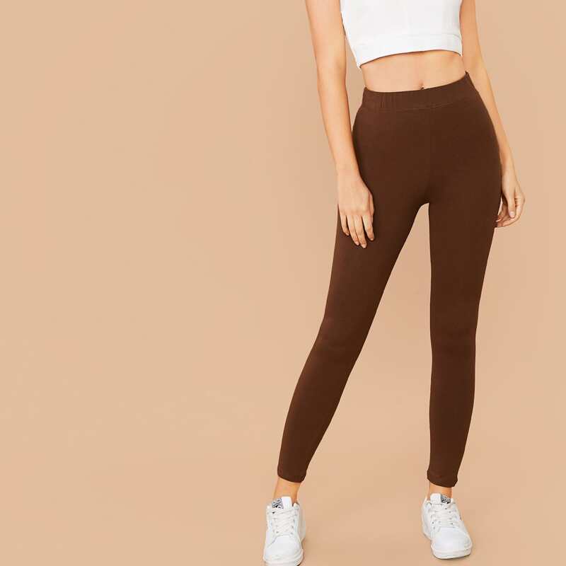

Solid Crop Leggings, Coffee brown