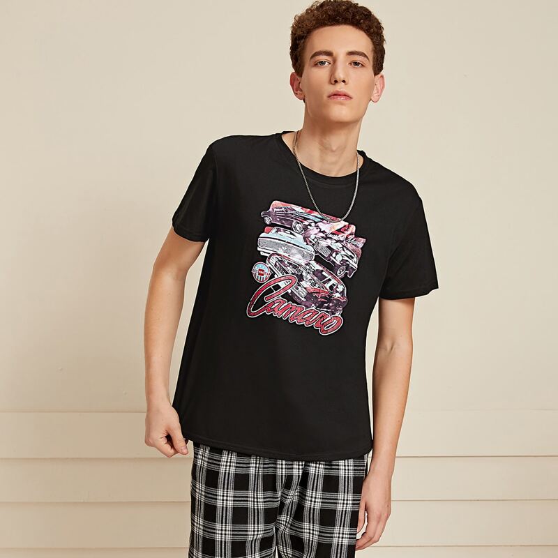 

Guys Car & Letter Graphic Short Sleeve Tee, Black
