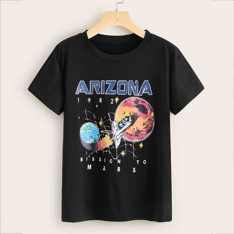 

Rocket Mission to Mars Graphic Tee, Black