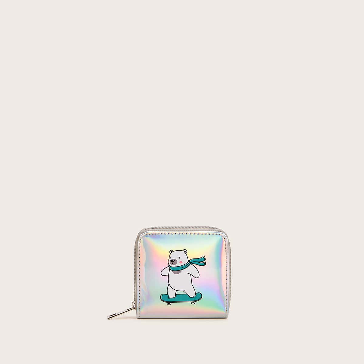 

Bear Graphic Holographic Purse, Multicolor