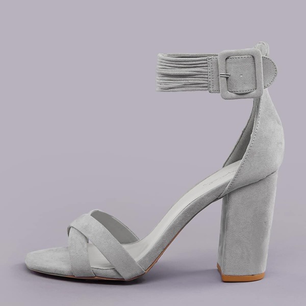 

X-Band Multi Strap Ankle Detail Heeled Sandals, Grey