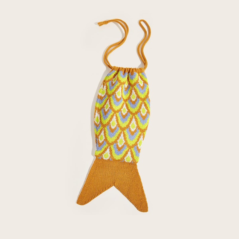 

Fish Design Knitted Tote Bag, Multicolor