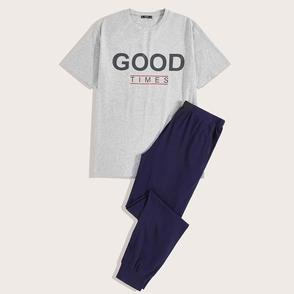 

Guys Slogan Graphic Tee & Pants PJ Set, Multicolor