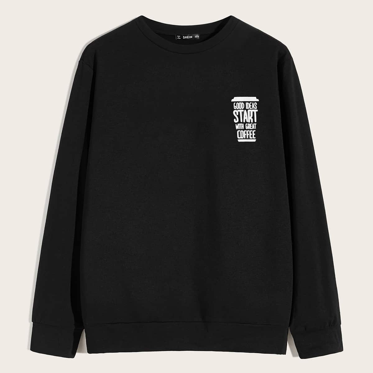 

Guys Slogan Graphic Pullover, Black