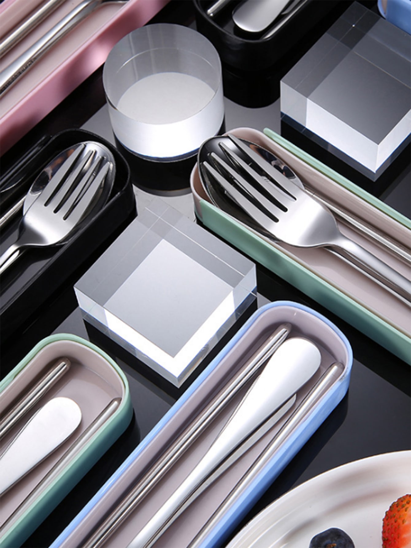 3pcs Portable Stainless Steel Cutlery Set With Case SHEIN USA