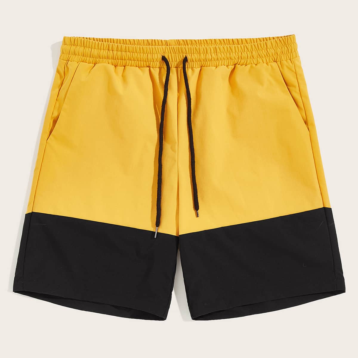

Guys Two Tone Drawstring Waist Track Shorts, Mustard yellow