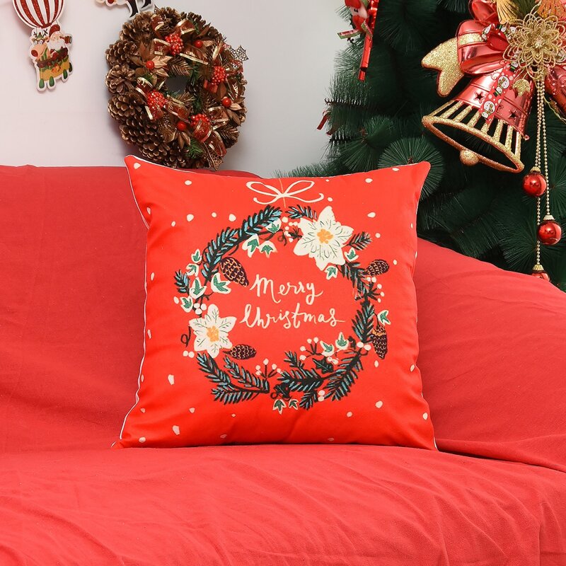 

1pc Christmas Wreath Cushion Cover Without Filler, Multicolor