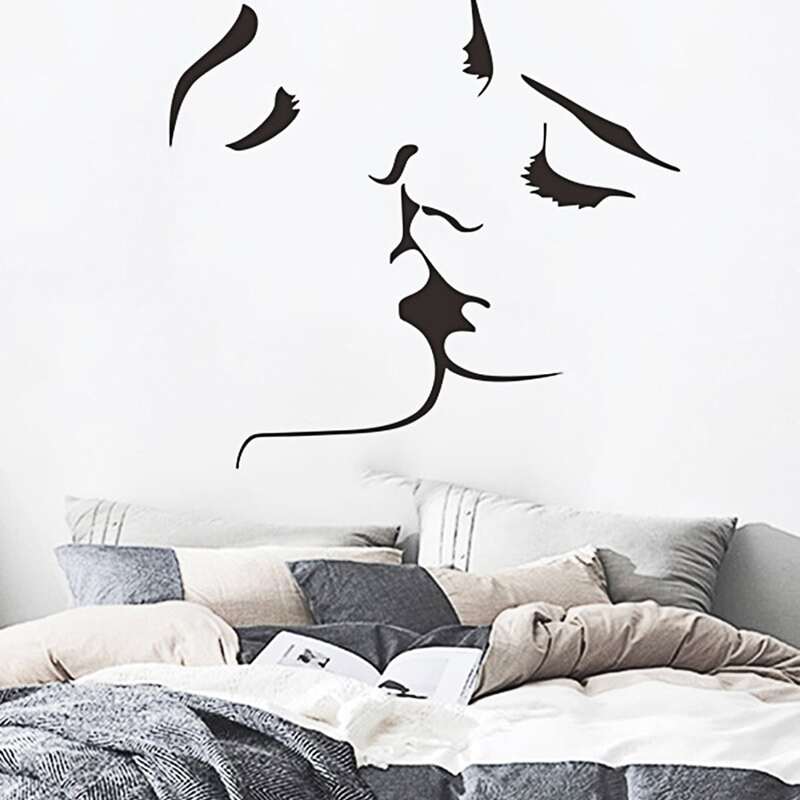 

Abstract Kissing Couple Wall Sticker, Black