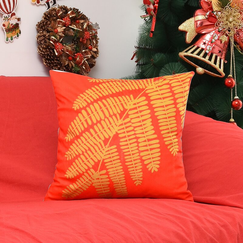 

Palm Leaf Print Cushion Cover Without Filler, Multicolor