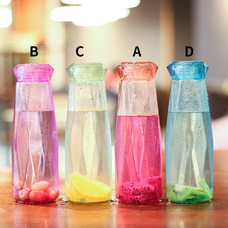 

1pc Diamond Design Clear Water Bottle, Multicolor