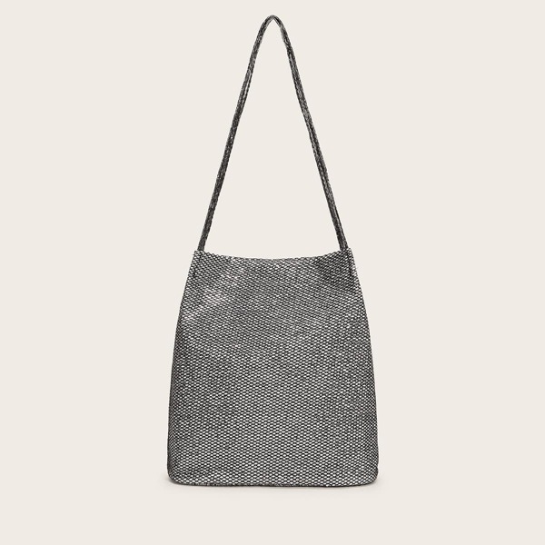 

Contrast Mesh Tote Bag, Silver