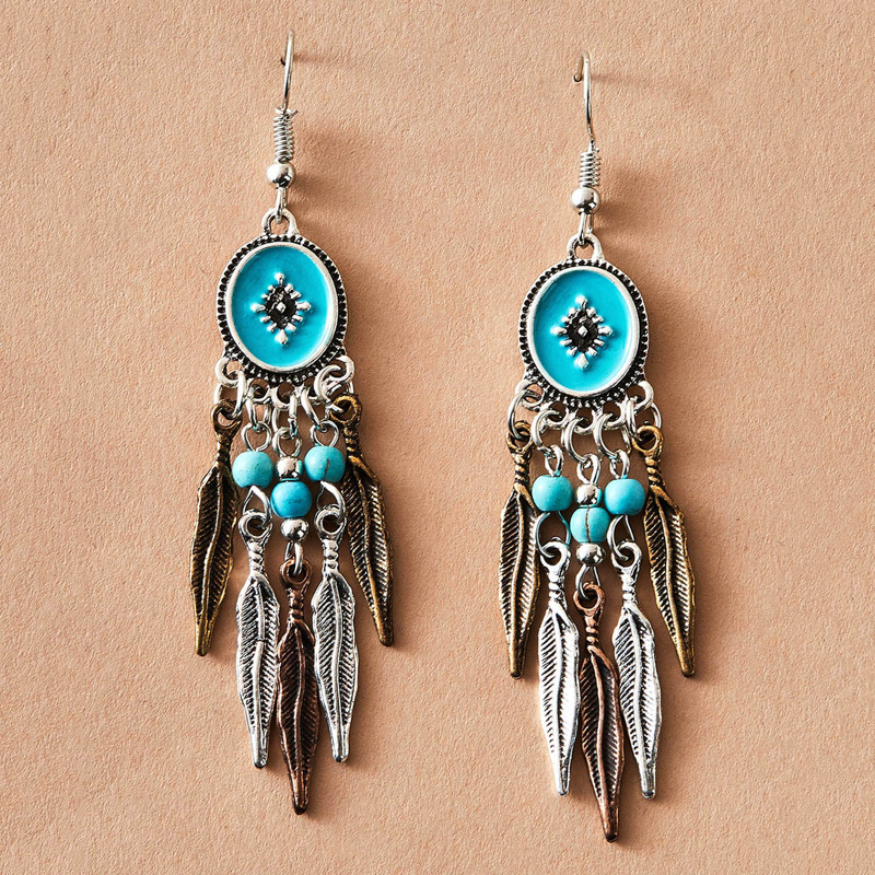 

1pair Dreamcatcher Drop Earrings, Multicolor