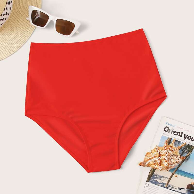 

Solid High Waisted Bikini Panty, Red