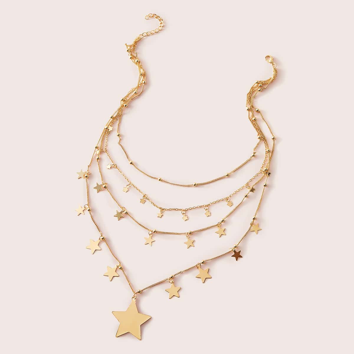 

1pc Star Charm Layered Necklace, Gold