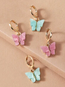 Orejeras con diseño de mariposa 2 pares - Multicolor - Ver 1