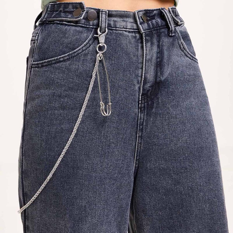 

Safety Pin Charm Waist Chain, Silver
